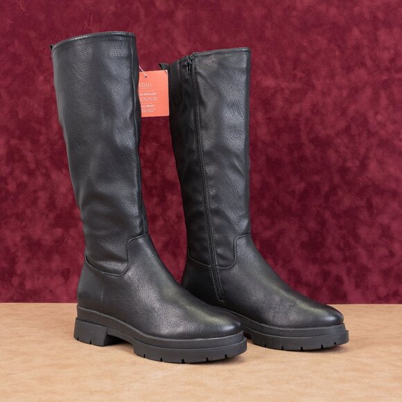 Naturalizer Soul Women Orchid Black Leather Waterproof Riding Knee Boots sz 8.5 - Picture 1 of 10